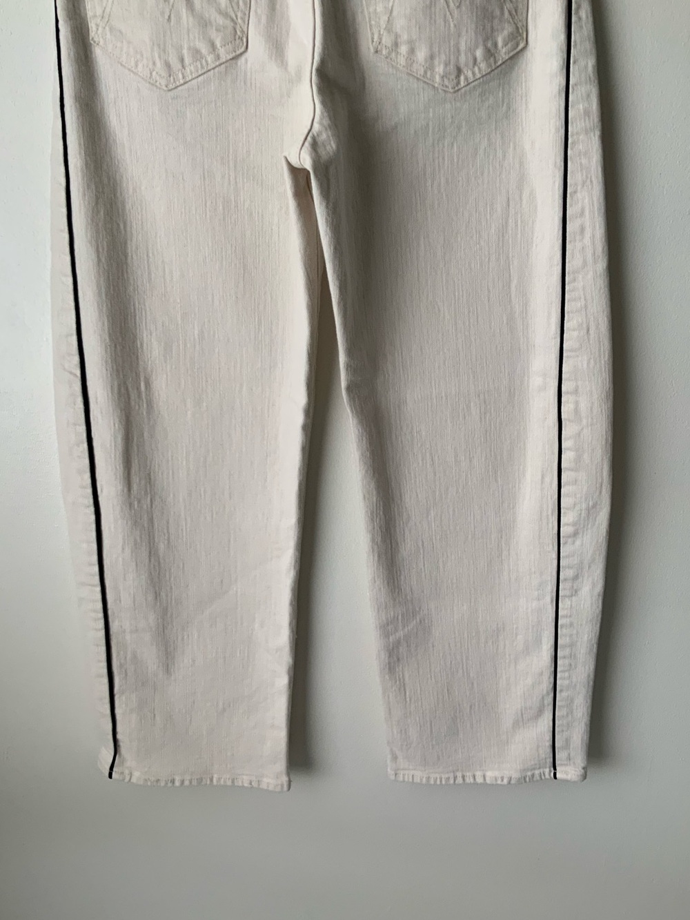 MOTHER SUPERIOR Jeans Half Piped Ankle Act Natural Cream Black Piping Size 26 - Picture 7 of 14